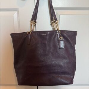 Coach Purple Leather Tote Bag